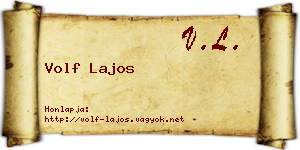 Volf Lajos névjegykártya